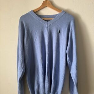 Polo by Ralph Lauren Men's Light Blue Sweater 100% Cashmere Vneck XXL